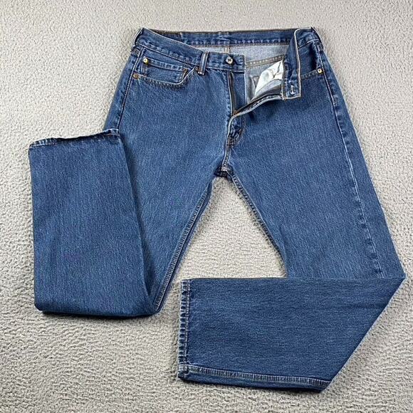 Levi's 505 Regular Straight Fit Jeans Men's 34x34 Fit (34x32) Medium Wash - Picture 1 of 8